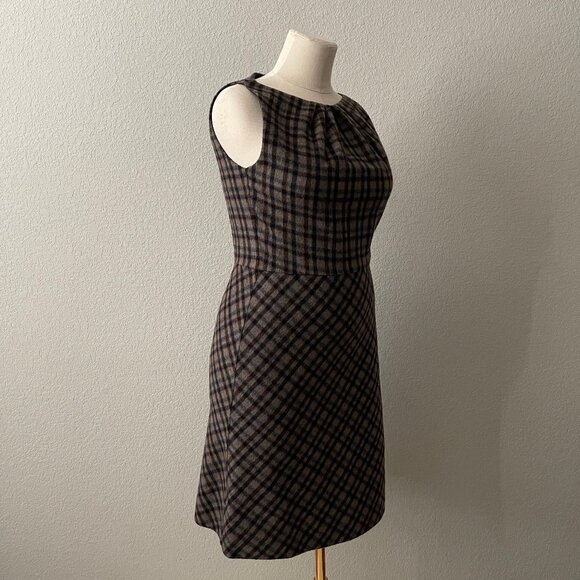 Christian Dior Wool and Alpaca Brown Plaid A-Line Dress US 10/UK 14/FR 42 - Picture 2 of 9